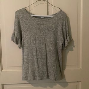 grey ruffle sleeve top small